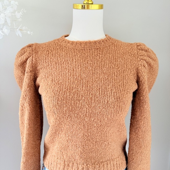 Derek Lam 10 Crosby Locken Puff Sleeve Sweater in Camel, Sz S - Picture 2 of 8